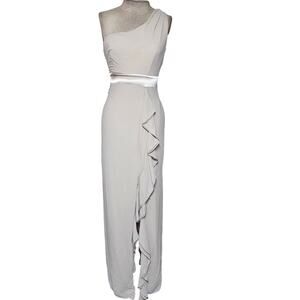 Cream One Shoulder Bodycon Maxi Dress Size 6